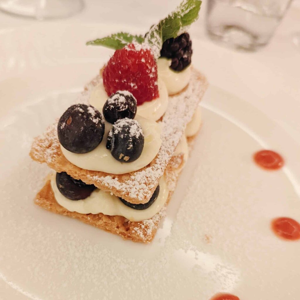 Classic italian dessert with cream and fresh fruit