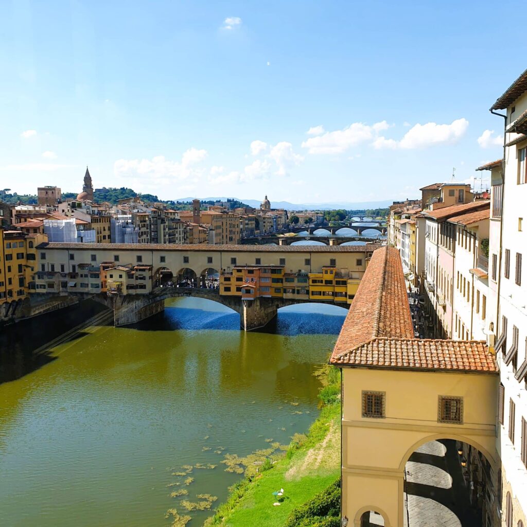 View of Ponte Vecchio on sunny day in Florence